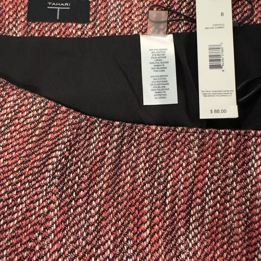 NEW Tahari Coral Tweed Pencil Skirt Lined Size 8 Career Workwear MSRP $88 - Picture 7 of 8